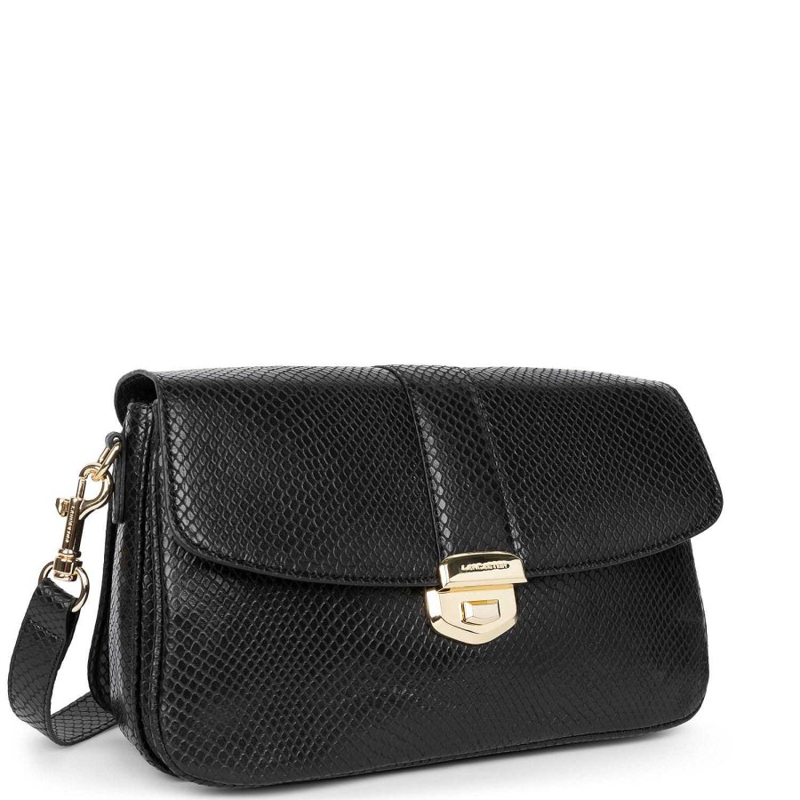 Femme Lancaster Sacs Bandouliere | Grand Sac Trotteur Noir Python